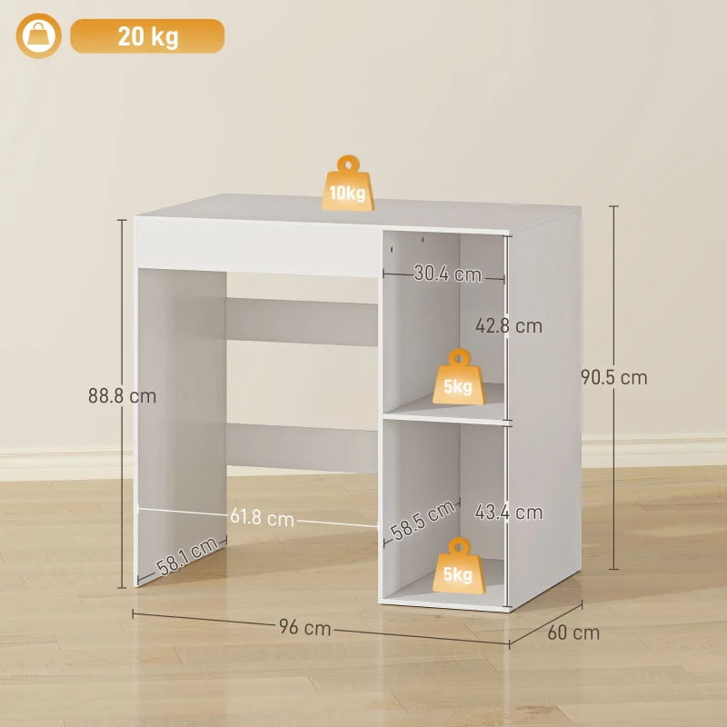 HOMCOM Dulap deasupra Mașinii de Spălat, Mobilier Modern cu Rafturi Deschise, Spațiu Economisit pentru Baie și Rufe, 96x60x95 cm, Alb