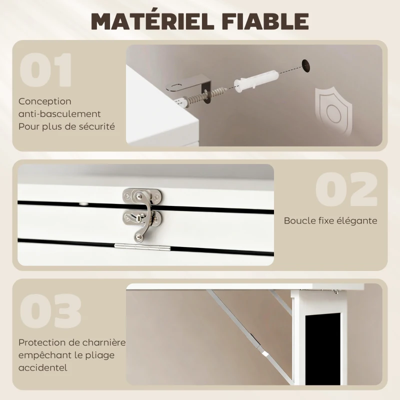 HOMCOM Bureau avec rangement pliable murale rabattable avec bibliothèque poste de travail tableau à craie et étagère réglable