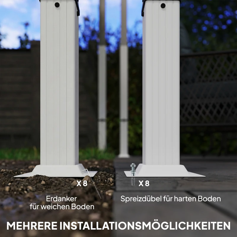 Outsunny Pergola 3 x 4 m Terrassenüberdachung mit Schiebedach, magnetische Verschlüsse, UV30+ Beige