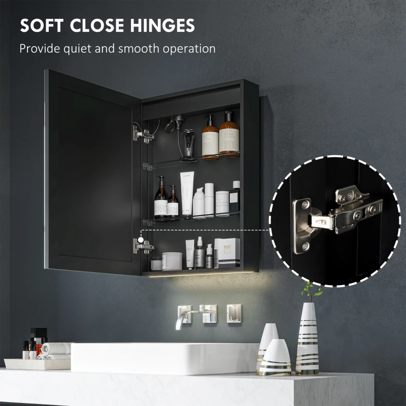 HOMCOM LED Mirror Bathroom Cabinet, with Shaver Socket