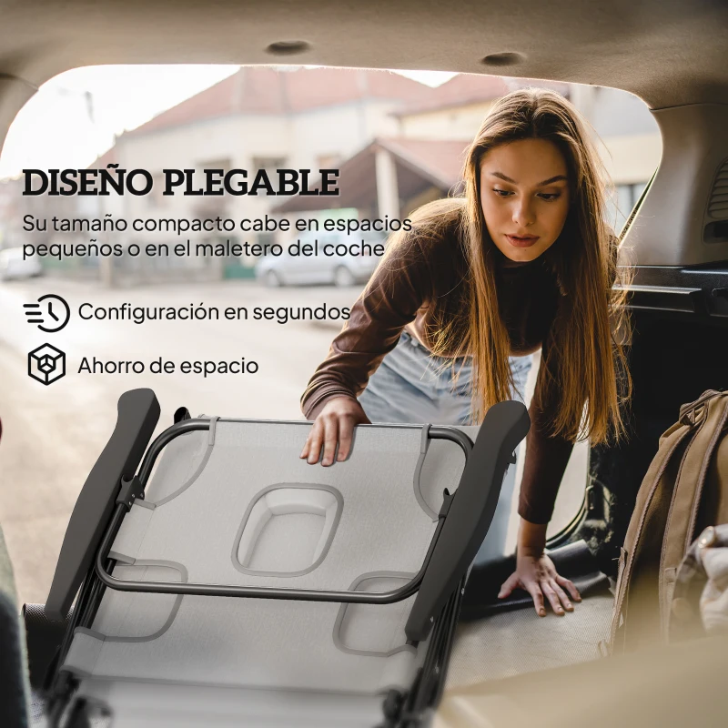 Outsunny Tumbona Plegable Respaldo Ajustable Orificio de Lectura Reposacabezas y Brazos Carga 120 kg 145x72x89 cm Gris Oscuro