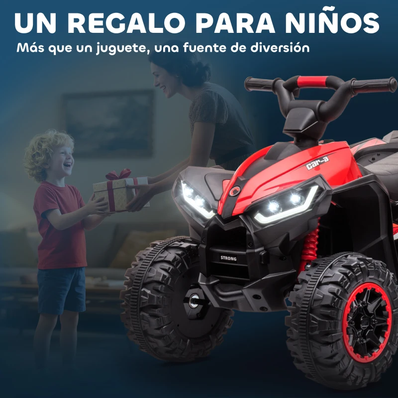 HOMCOM Quad Eléctrico para Niños de 3-5 Años Vehículo Eléctrico a Batería 12V con 2 Motores 83x53x55,5 cm Negro y Rojo