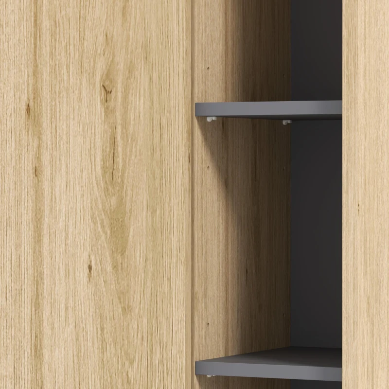 HOMCOM Columna de Baño de Pared Armario de Baño con Compartimentos Abiertos y 2 Puertas 40x24x141,5 cm Natural