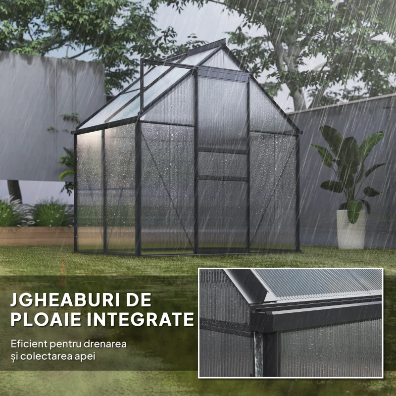 Outsunny Seră Walk-In din Policarbonat 192.5 x 131 cm