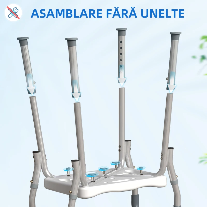 HOMCOM Scaun Reglabil de Duș cu Mânere, Multicolor