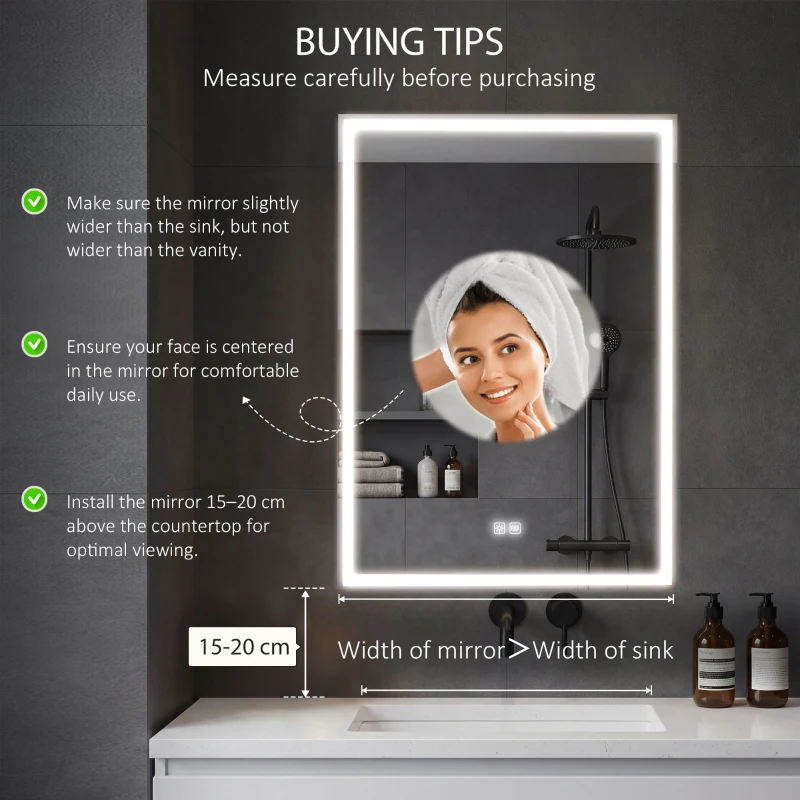 HOMCOM LED Mirror Bathroom Cabinet, with Shaver Socket