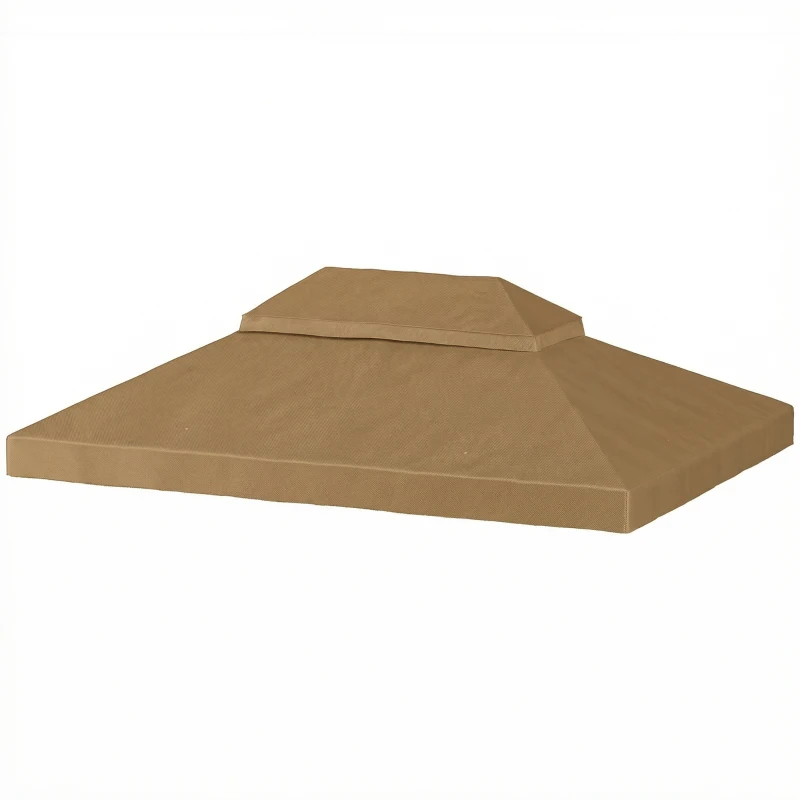 Outsunny Replacement canopy for pavilion gazebo canopy 4 x 3 m, double roof with drainage holes, polyester 370 g/m², beige