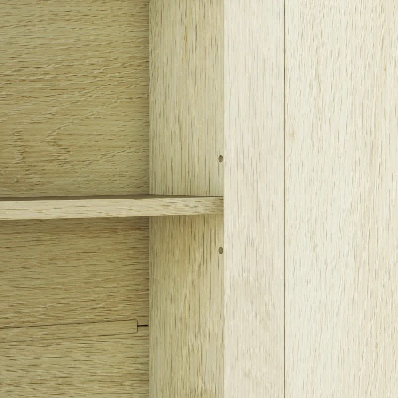 kleankin Armario de Baño con Espejo Armario de Pared con 2 Puertas Estante Abierto Estante Ajustable 56x13x58cm Natural