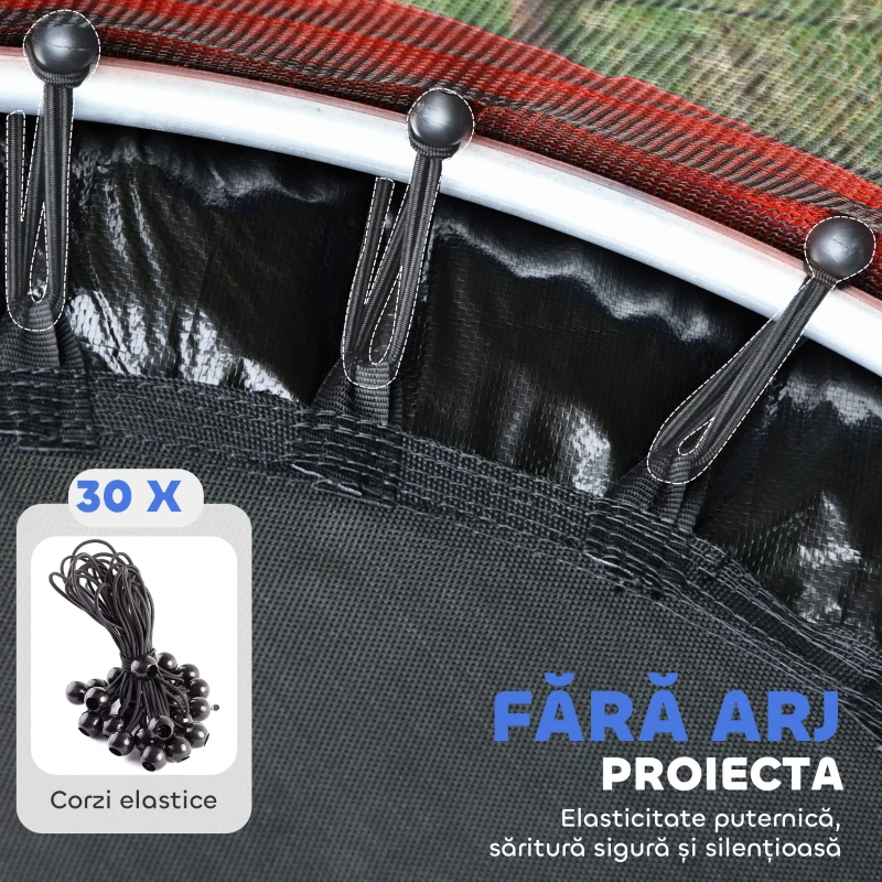 HOMCOM Trambulină pentru Copii 3-6 Ani cu Plasă de Siguranță, Fără Arcuri, Picioare în L, pentru Interior și Exterior, Ø160x190 cm, Multicolor