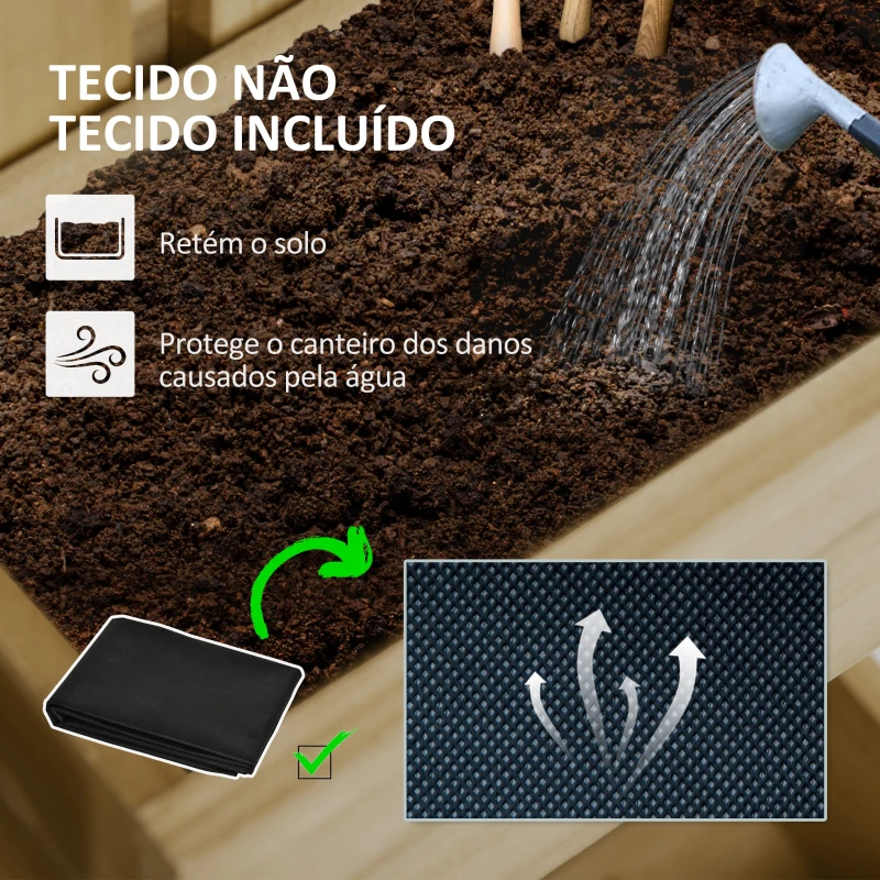 Outsunny Floreira de Parede em Madeira com Treliça e 5 Vasos Ajustáveis para Jardim Terraço Pátio 60x16x100 cm Madeira