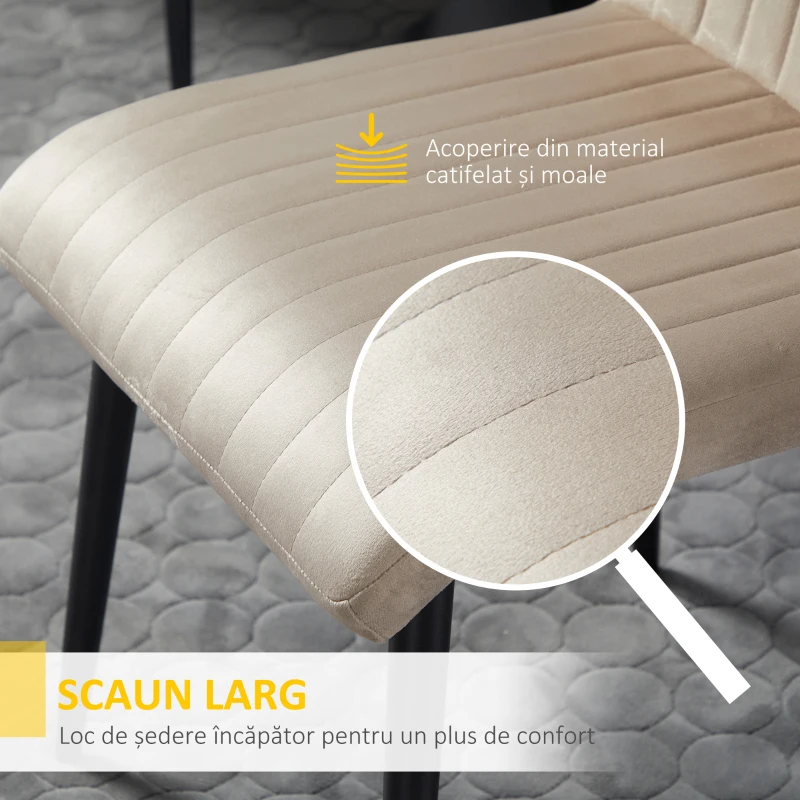 Homcom Set 2 Scaune Dining Elegante din Catifea – Spatar inalt