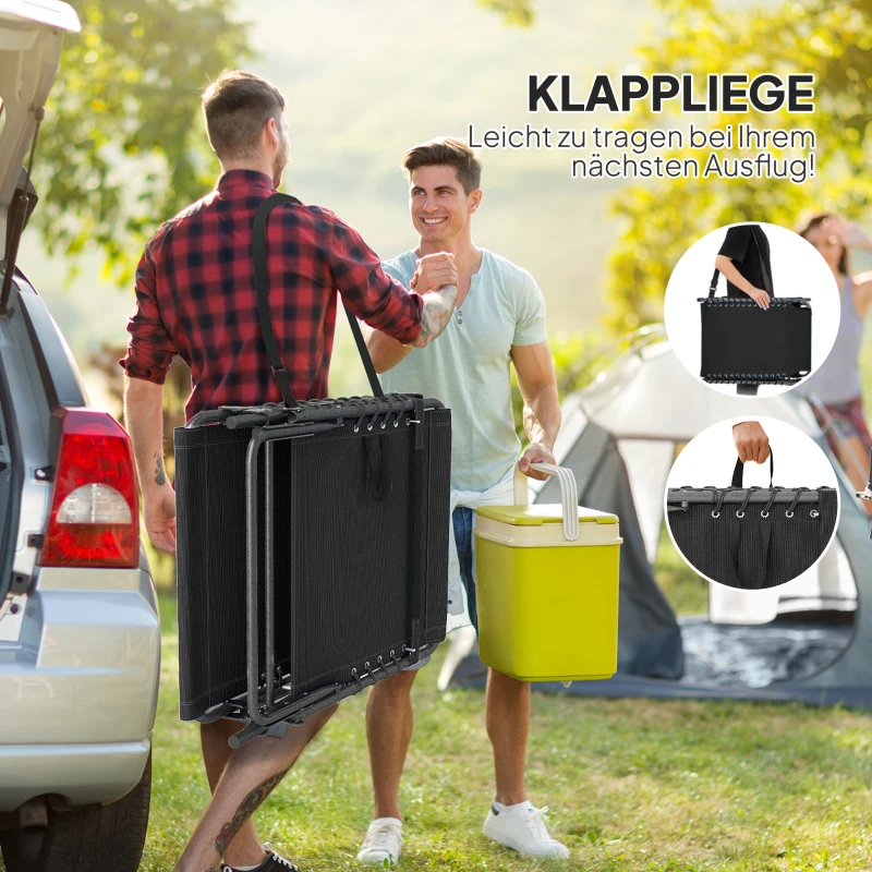 Outsunny Sonnenliege klappbar Gartenliege mit Kopfkissen, Liegestuhl mit 5-Fach verstellbare Rückenlehne bis 120 kg