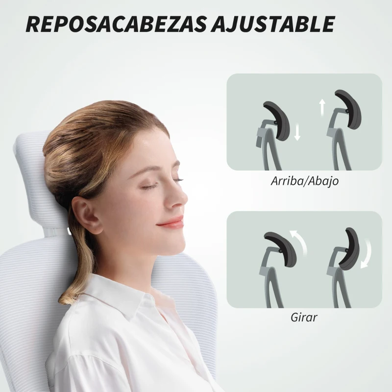 Vinsetto Silla de Oficina de Malla con Respaldo Alto Reposacabezas Ajustable Soporte Lumbar 4D 62x64x120 cm Blanco