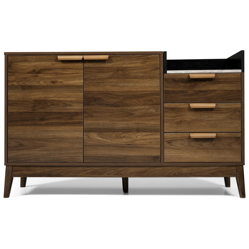 Wohnzimmerkommode mit 3 Schubladen und doppeltürigem Schrank, Naturfarbe