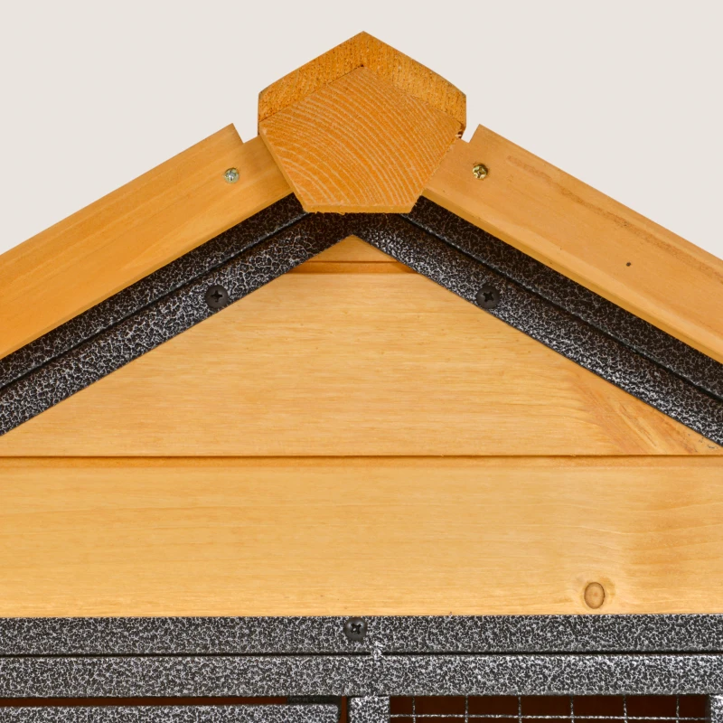 Pawhut Konijnenhok Tweevoudige Waterdichte Anti-slip Verhoogd Afsluitbare Deur Buiten Hout Metaal Bruin(m-8)