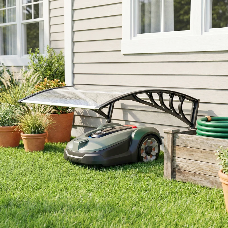 Outsunny Abri pour tondeuse robot, toit de garage pour tondeuse contre les UV, la pluie et la neige, 100 x 81 x 43 cm, blanc