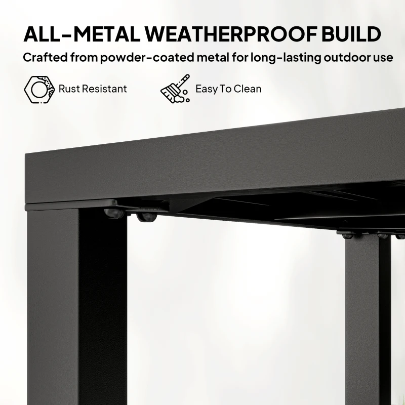 Outsunny Beistelltisch Garten wetterfester Gartentisch mit Lamellendesign, Quadratisch 45 x 45 x 45,5 cm