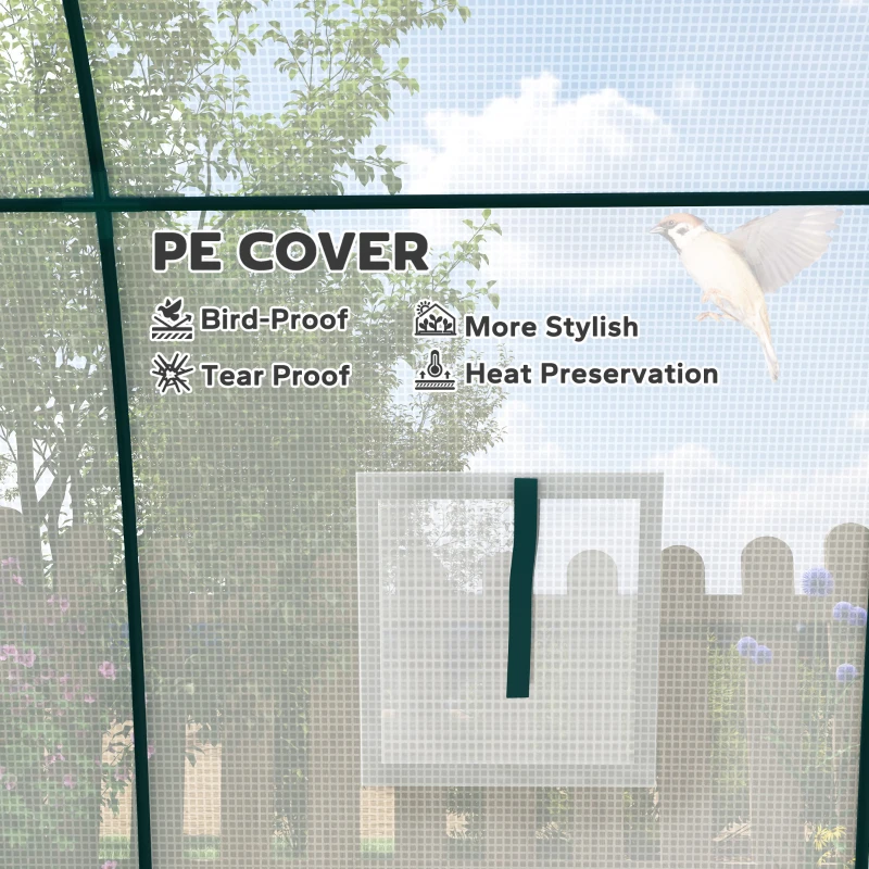 Outsunny Polytunnel Greenhouse with Sandbags, Walk-In Tunnel Green House with 2 Doors and Screen Windows, 1.8 x 1.8 x 2m, White