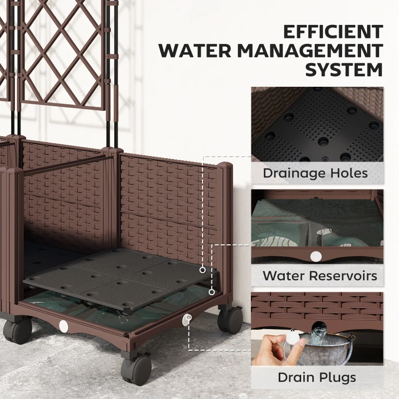 Outsunny Kratka z Podwyższoną Grządką Samonawadniającą 120 x 40 x 192 cm Brązowa