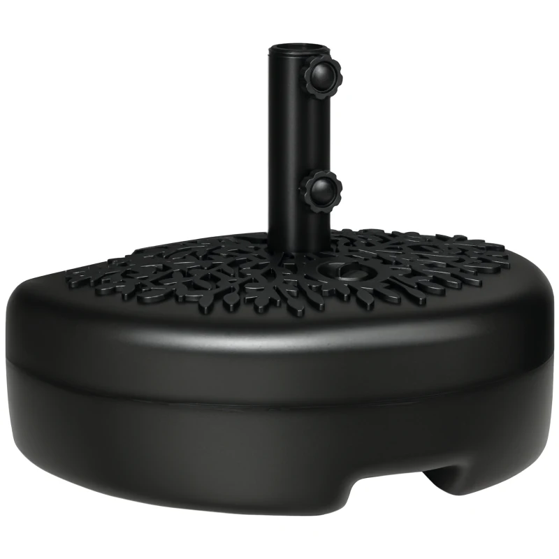 Outsunny Pied de parasol demi-round, socle parasol extérieur à remplir avec 18 kg d'eau / 21 kg de sable, 50 x 31 x 38 cm, noir