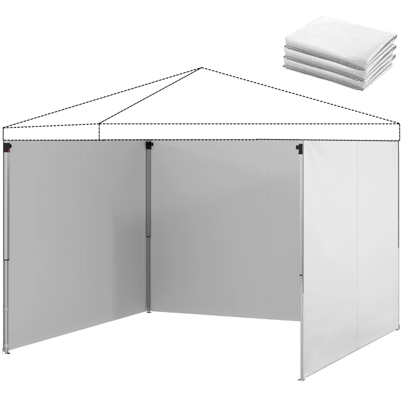 Outsunny 3 Seitenwände für Pavillons 3x3 m 300x200 cm Ersatz-Seitenwände aus Oxford-Gewebe mit Reißverschluss Weiß