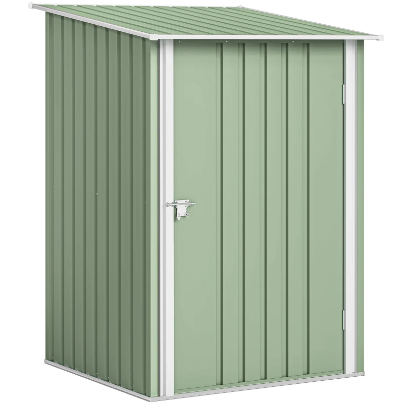 Outsunny Casetta da Giardino Porta Attrezzi in Acciaio Galvanizzato con Porta, 100x104x160 cm, Verde Chiaro