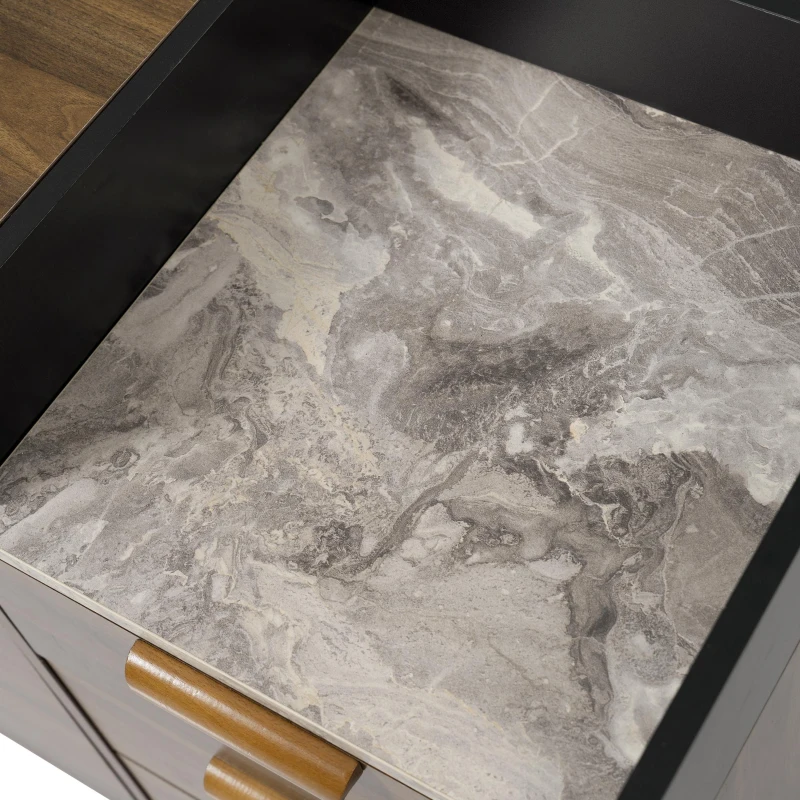 Commode de salon avec 3 tiroirs et armoire à deux portes, 120x40x77 cm, Couleur naturelle