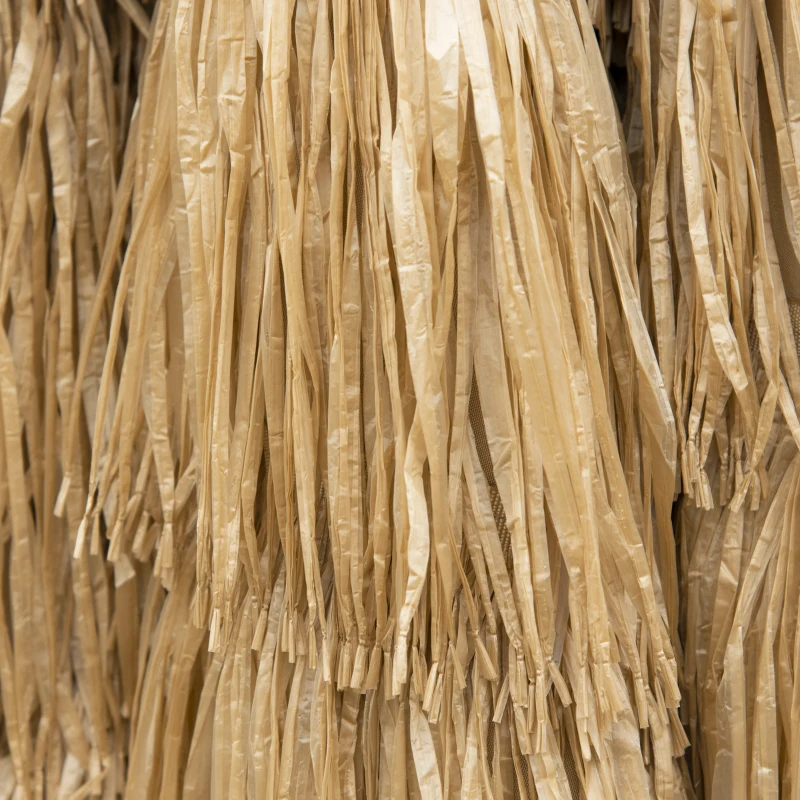 Outsunny Fringed Outdoor Garden Parasol, Tiltable with Crank Open/Close 2.65 m Khaki