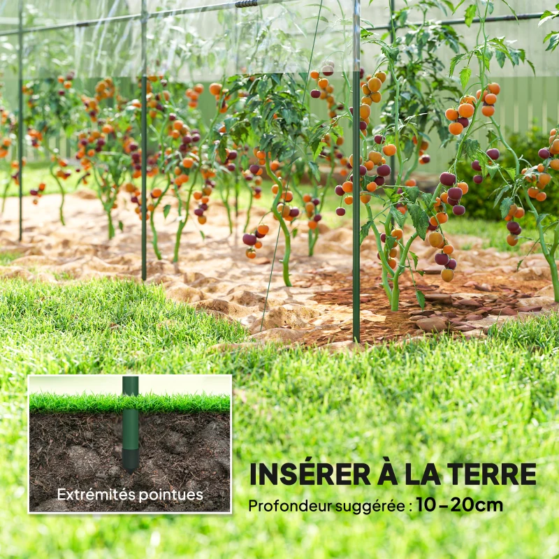 Outsunny Serre de jardin serre à tomates 4 arceaux en acier bâche en PVC 4 x 1,23 x 1,71 m vert