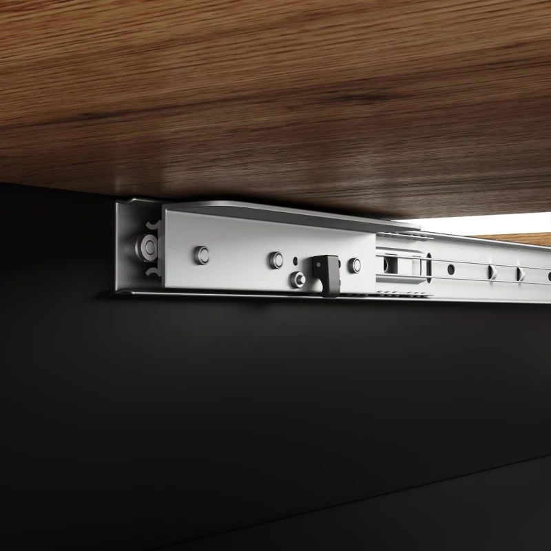 Mesa de comedor extensible con 3 niveles de almacenaje, 110-140L x 70AN x 76AL cm, Negro