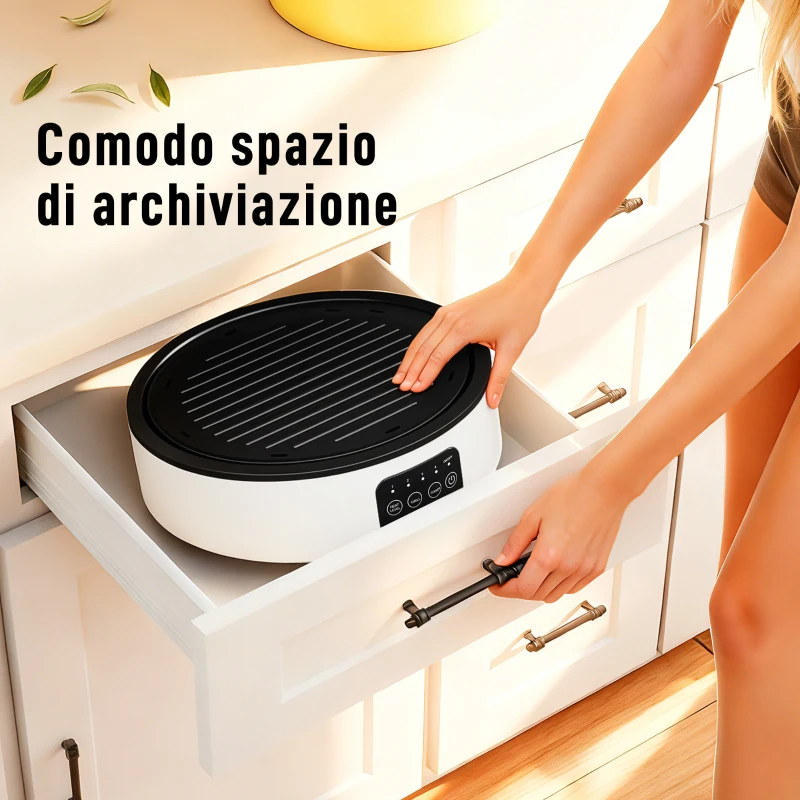 HOMCOM Piastra Elettrica a Infrarossi Fornello Elettrico 2000W con Griglia Ø30cm