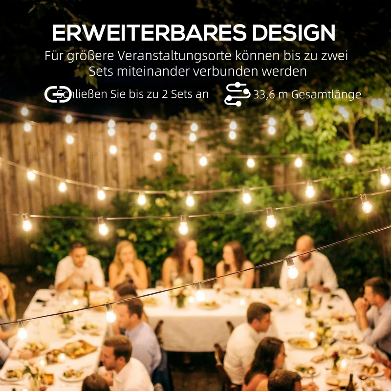 HOMCOM Globe-lichtsnoer, RGBW-lichtgordijn, IP44 waterdicht voor binnen- en buitendecoratie