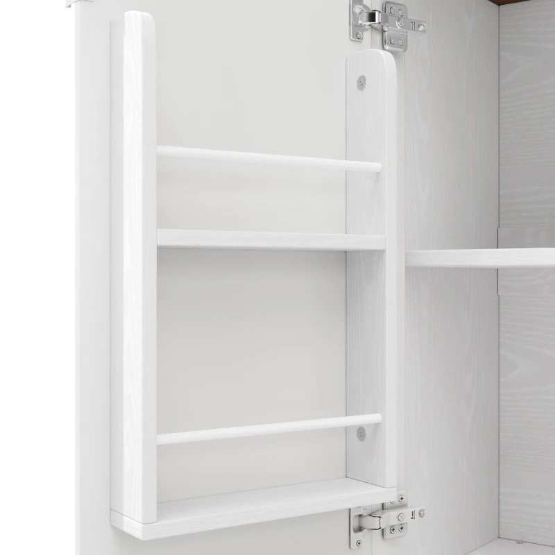 Isla de cocina móvil con encimera abatible, 3 puertas, toallero y estante para especias, 130x45/75x92 cm, Blanco