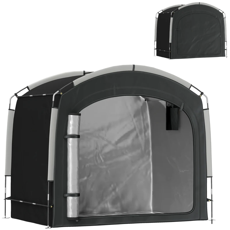 Outsunny Tenda para Bicicletas Abrigo Portátil para 3-4 Bicicletas com 2 Bolsos Laterais 220x150x195 cm Preto