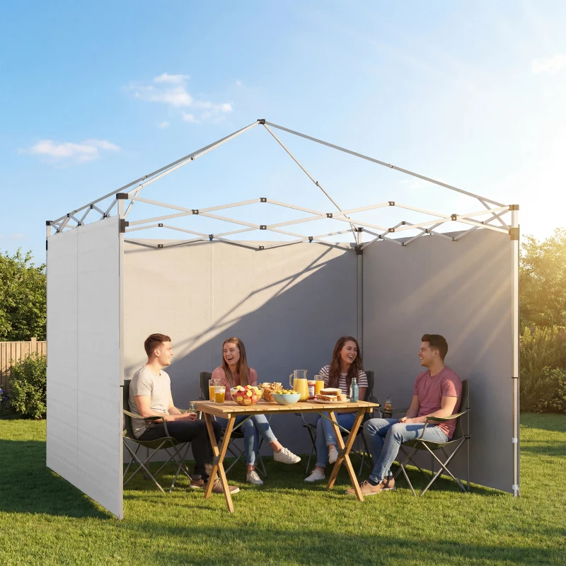 Outsunny 3 Seitenwände für Pavillons 3x3 m 300x200 cm Ersatz-Seitenwände aus Oxford-Gewebe mit Reißverschluss Weiß