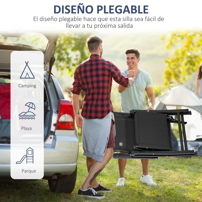 Outsunny Tumbona Plegable de Jardín Tumbona Gravedad Cero con Respaldo Ajustable en 9 Posiciones con Cojín 70x65x111 cm Negro