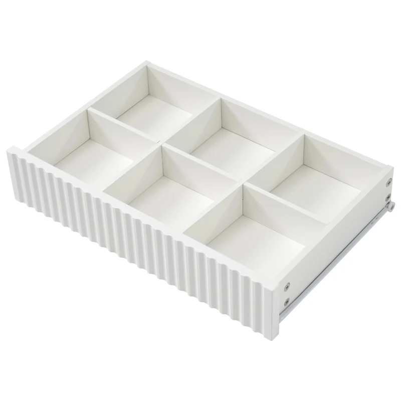 Cassettiera 6 cassetti per camera da letto e soggiorno, 120x40x76 cm, Bianco