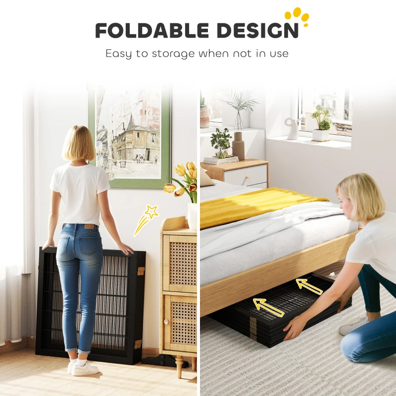 PawHut Poarta pentru câini pliabilă, 432 x 36 x 70 cm Lemn de pin, Negru