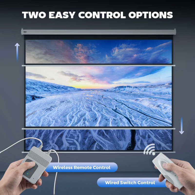 HOMCOM Schermo per Proiettore 100 Pollici Formato 4:3 Regolabile con Telecomando, Schermo di Proiezione Motorizzato Compatto, Installazione a Parete o Soffitto, 203x152 cm, Bianco