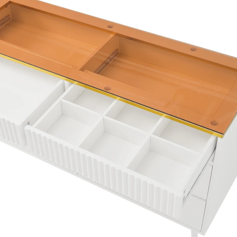 Cassettiera 6 cassetti per camera da letto e soggiorno, 120x40x76 cm, Bianco