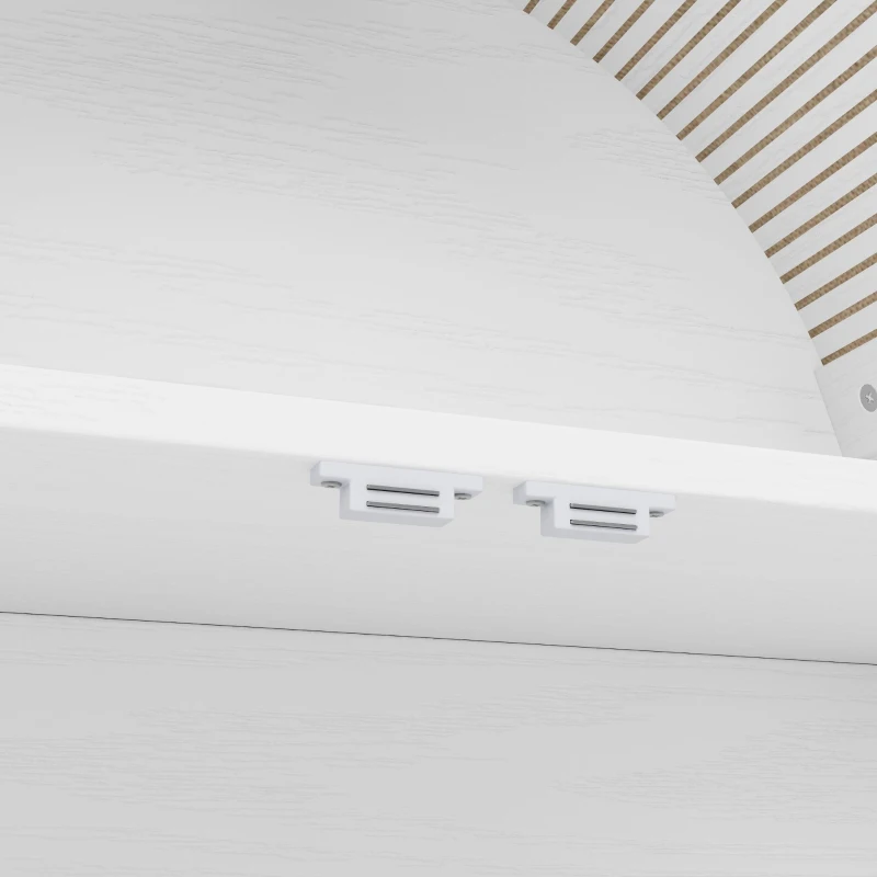 Armario alto con arco de almacenaje con 3 cajones, puertas y estante expositor abierto, para cocina y salón, 70x35x180 cm, Blanco