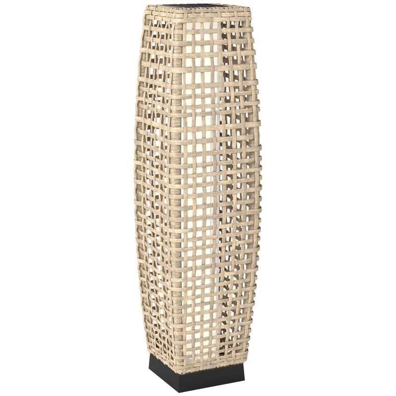 Outsunny Lampada Solare da Giardino in Rattan Sintetico con LED Accensione/Spegnimento Automatico 21x21x78 cm Naturale