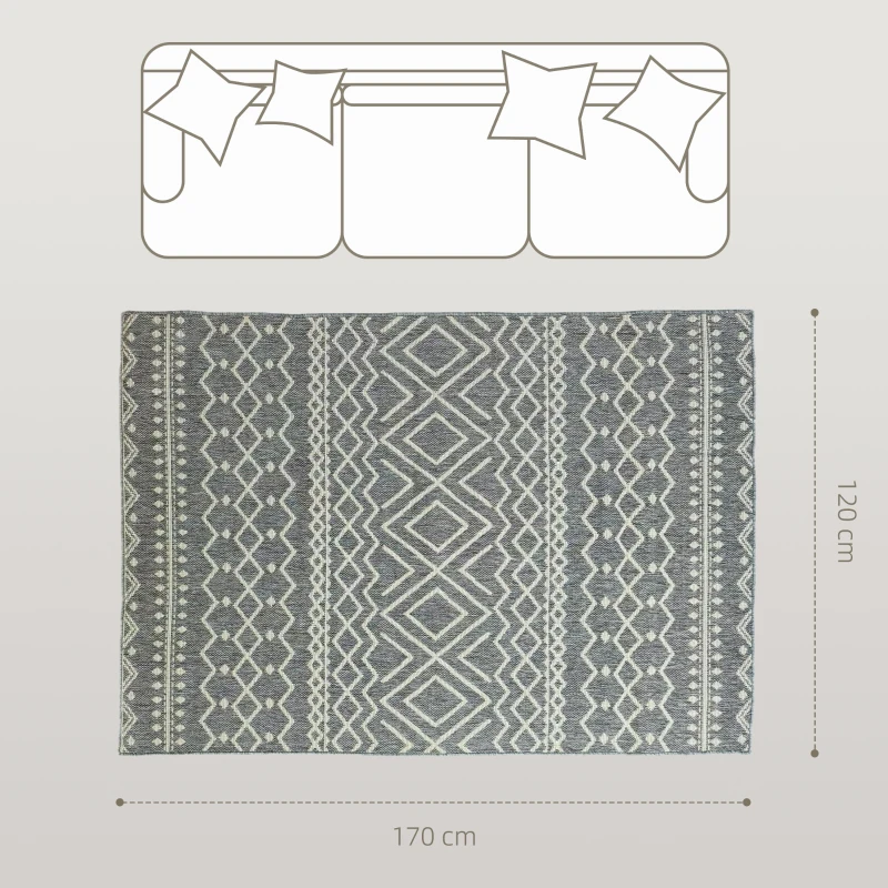 HOMCOM Dywan do środka i na zewnątrz, Boho-Design, łatwy w czyszczeniu, Szary