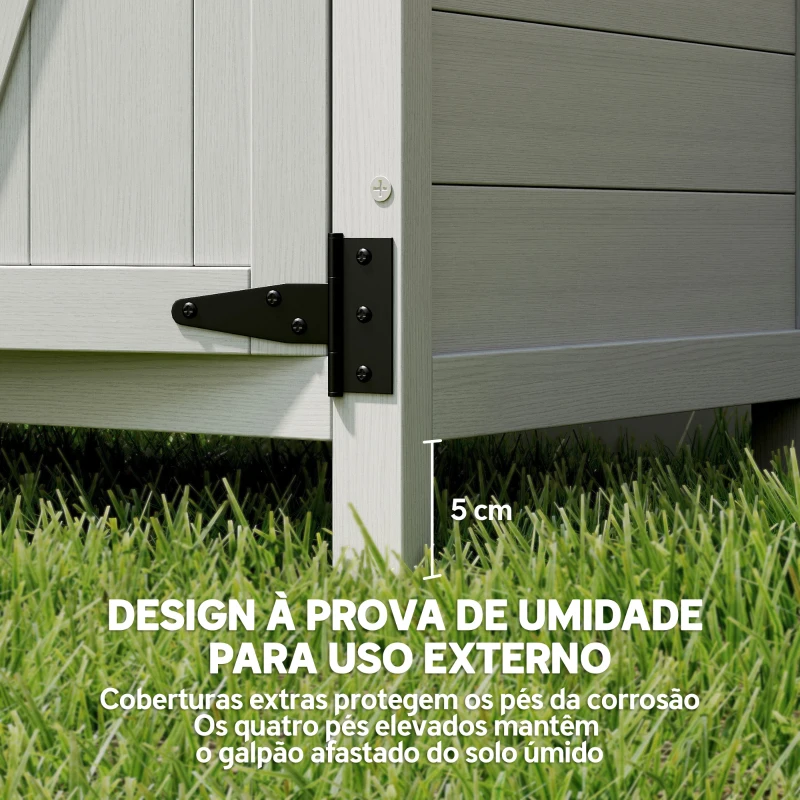 Outsunny Armário de Jardim de Madeira 75x40x90 cm Armário para Armazenamento de Ferramentas com 4 Prateleiras 2 Portas Cinzento