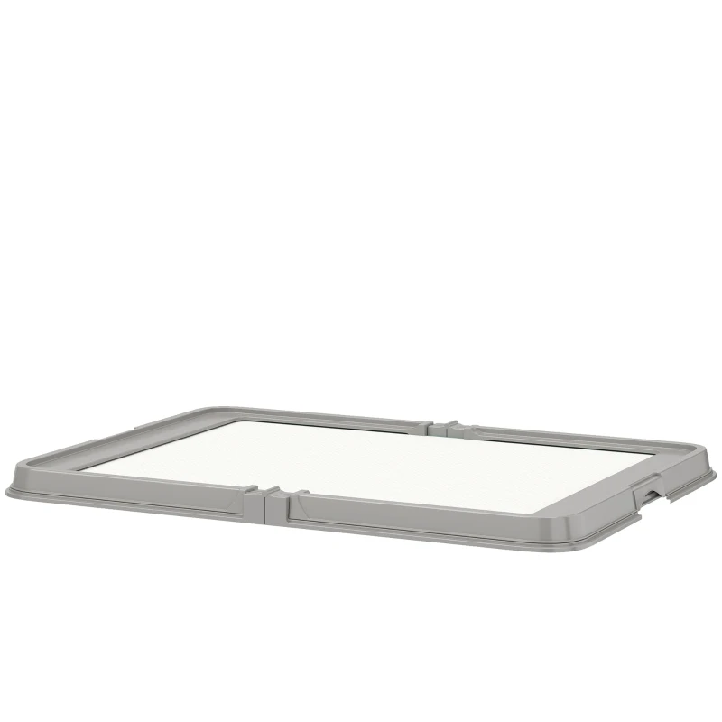 PawHut Inodoro para Perros Plegable 86x62 cm Bandeja Sanitaria Perros Entrenamiento 3 Almohadillas Pies Antideslizantes Gris
