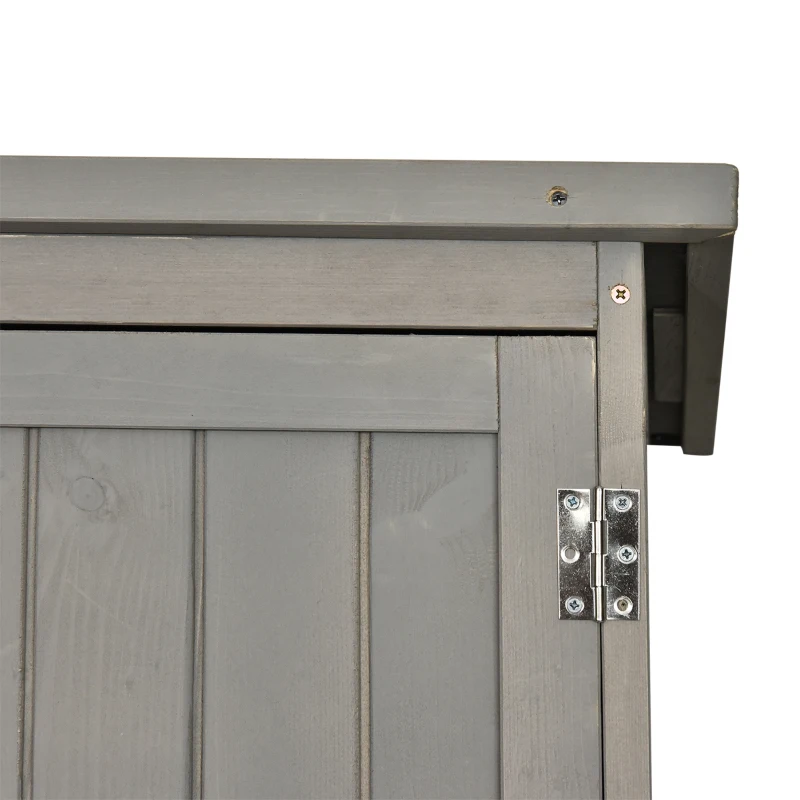 Outsunny Wooden Garden Shed with Two Windows, Tool Storage Cabinet, Outdoor Double Door Organizer 127.5L x 50W x 164H cm, Grey