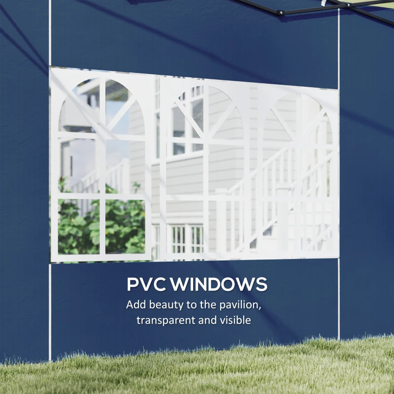 Outsunny 2-częściowy zestaw ścian bocznych do pawilonu 3x3 3x6, wodoodporne ściany z oknami, niebieskie