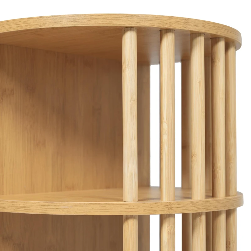 Cómoda aparador, 6 cajones & estantes abiertos, diseño romano con columnas & estantes-bambú, 160x40x75 cm, Color natural