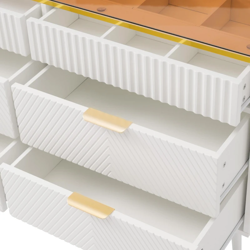 Cassettiera 6 cassetti per camera da letto e soggiorno, 120x40x76 cm, Bianco