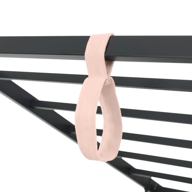 Cama de día tapizada con almacenamiento hidráulico, tapicería de terciopelo y somier de lamas metálicas, sin colchón, 90x200 cm, Rosa